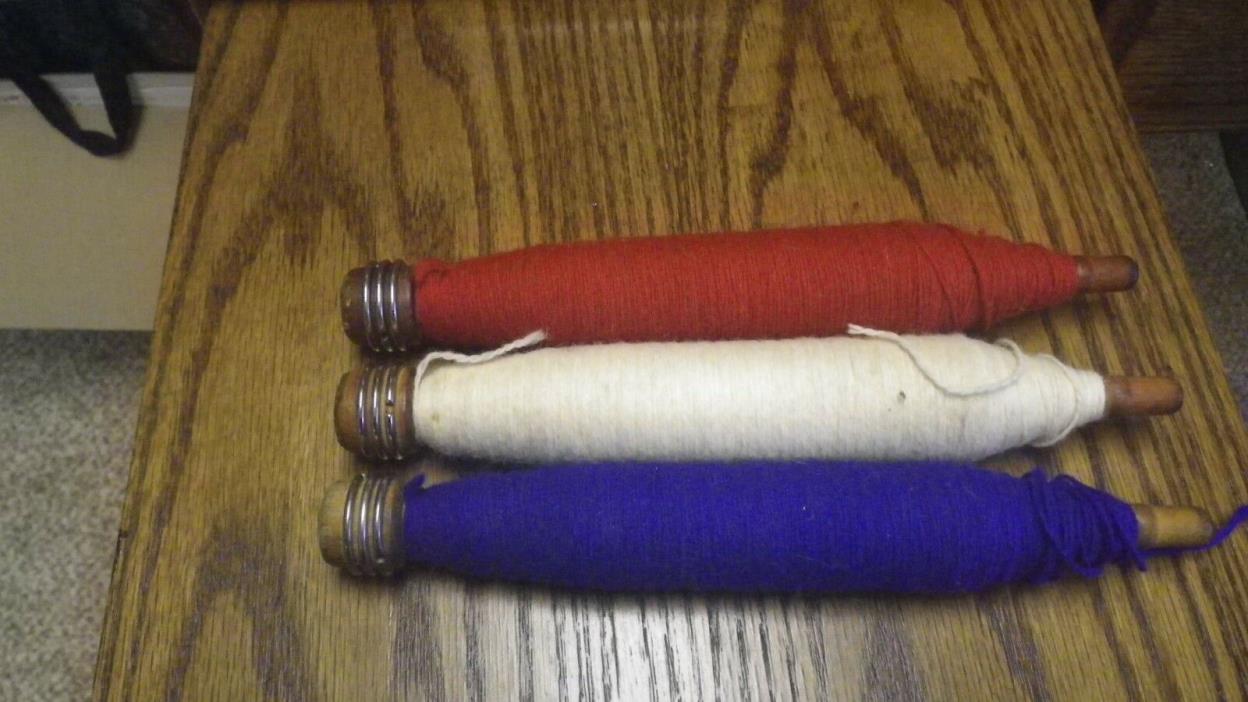 Lot of 3 wood spools w/ thread