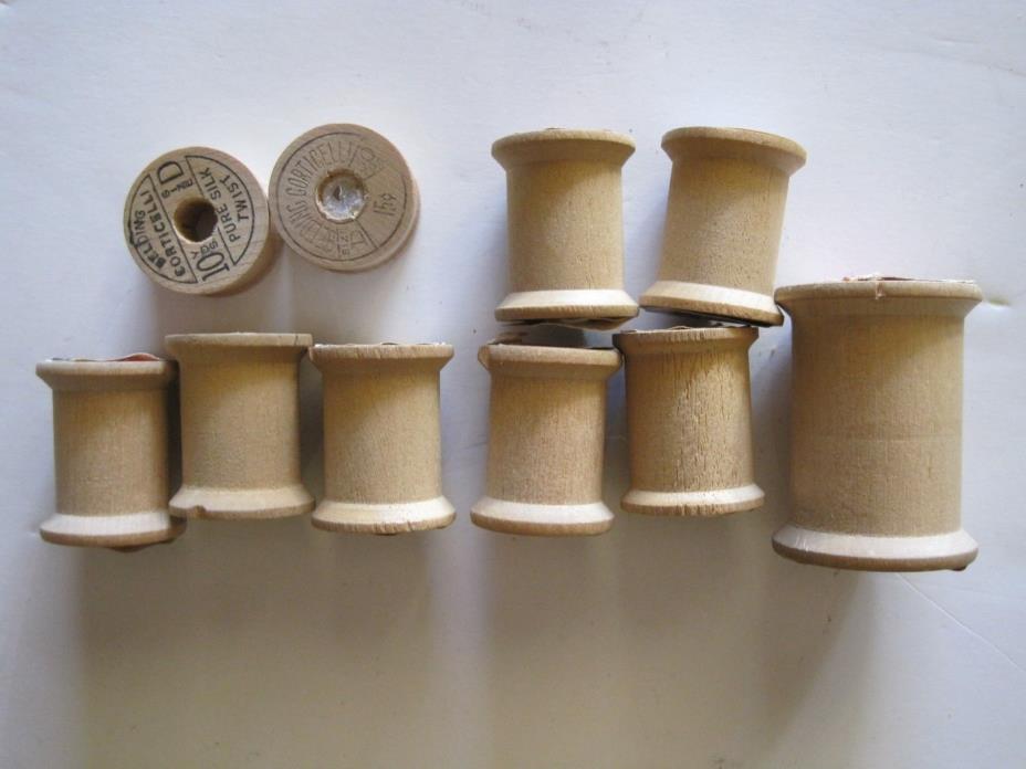 10 Vintage EMPTY Wooden Thread Spools for Crafting