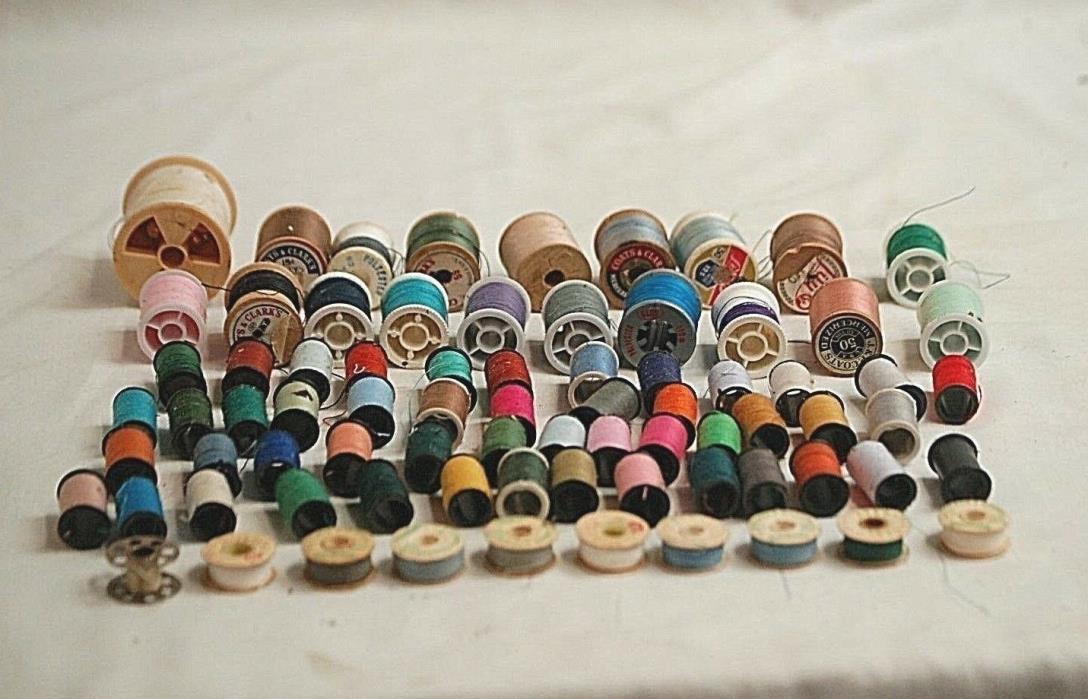 Mixed Lot 77 Samples Spools & Bobbins of Thread Assorted Colors Brands & Lengths
