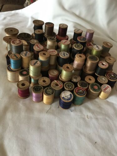 Lot Of 74 Vintage And Antique Thread Spools