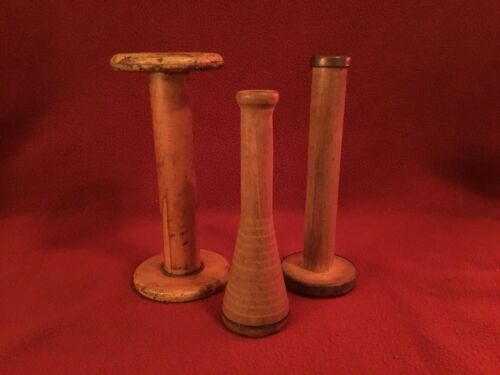 Vintage Wood Sewing Spools (2) 9” and (1) 8 1/8”