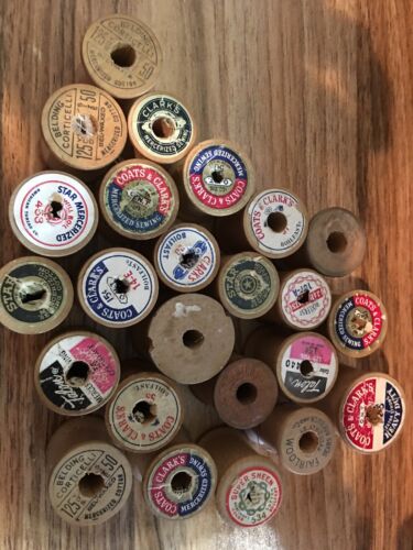 24 Vintage Empty Thread Spools, Various Sizes/Brands