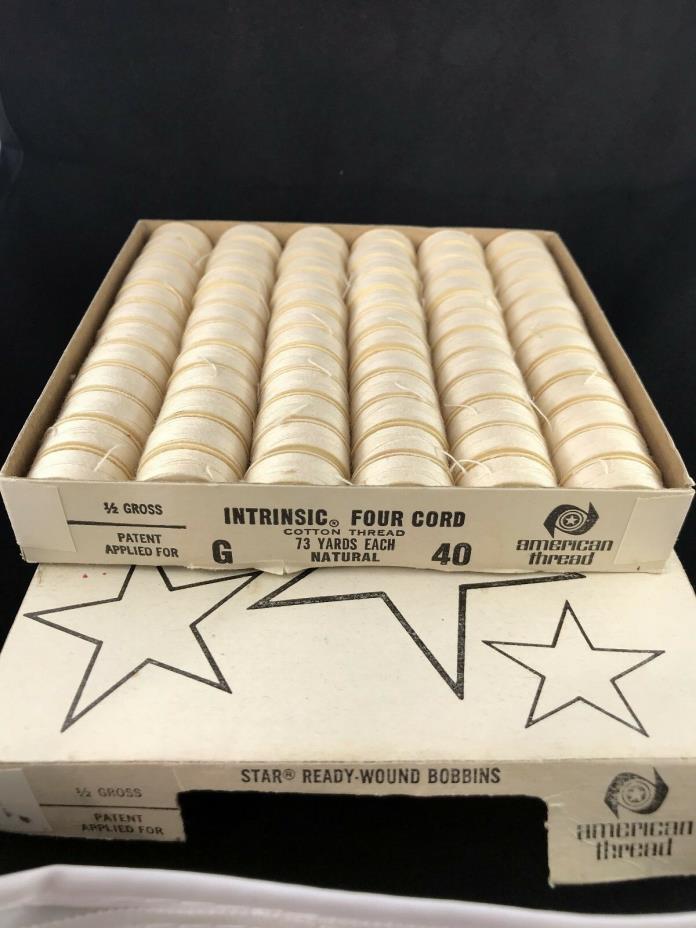 VINTAGE AMERICAN THREAD COMPANY STAR READY WOUND BOBBINS STYLE G NATURAL 4 CORD