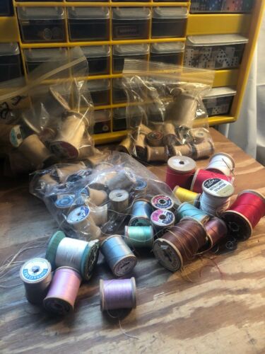 Lot of 50 Vintage Wooden Thread Spools Multiple Sizes Brands Empty Coats Clarks