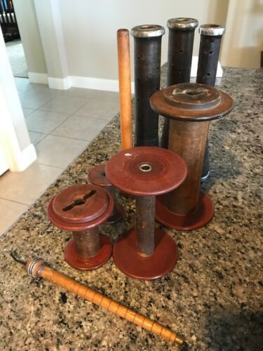 Lot Of (8) Wooden Spools Textile Thread Industrial. WS-1
