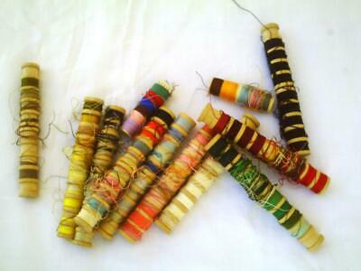 Spools Spindle Bobbins Wood Long Vintage Thread 4.25 Inches Multi Color