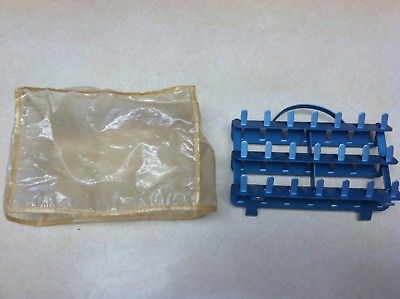 Vtg Blue Aluminum Sewing Thread Holder Rack 3 Tier with Dust Cover Burbank CA
