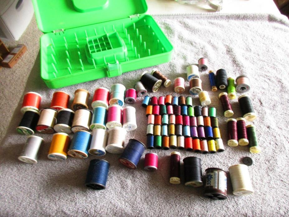 lot of vintage thread with case