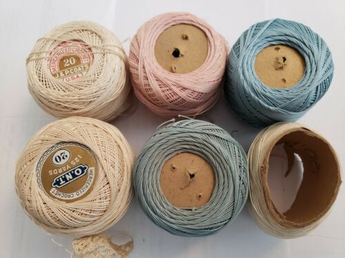 Vintage ANTIQUE  COLLECTIBLE, CROCHET EMBROIDERY THREAD (6 spools 20-30)