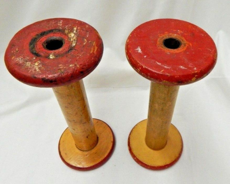 Vintage Wood Bobbin Spools - Set of 2