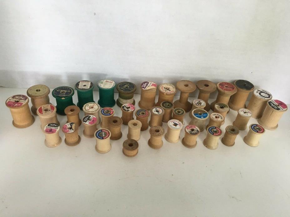 Vintage Lot of 41 empty spools, various sizes