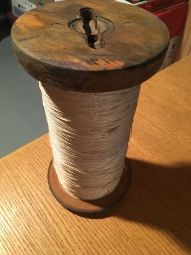 Vintage Wooden Industrial Textile Factory Spool Bobbin Blue 9 1/4” Tall