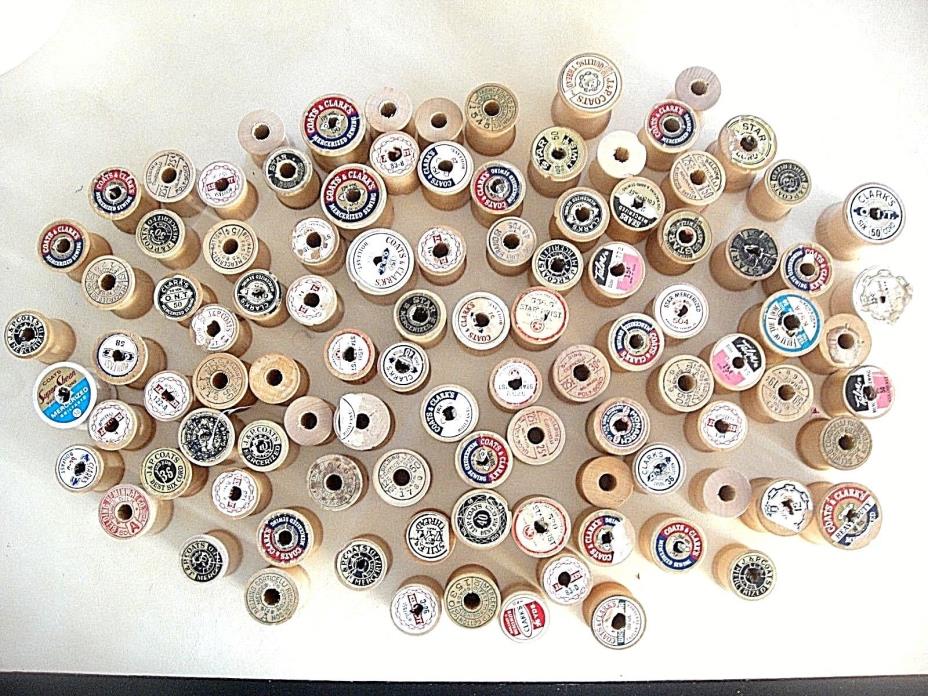 100 VINTAGE THREAD SPOOLS - THREAD REMOVED - CRAFTS, SEWING ROOM, QUILTING