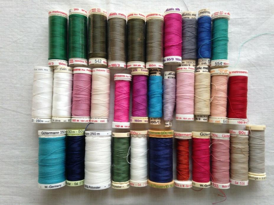 Lot of 33 Gutermann & Mettler Sewing Embroidery Thread New & Used Germany Swiss