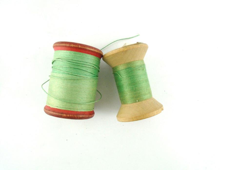 Vintage 1930s American Thread Company Thread Spools Green Thread