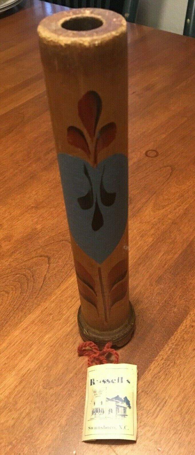 Vintage Textile Spool Industrial Mill Painted Candle Holder Russell Swansboro NC