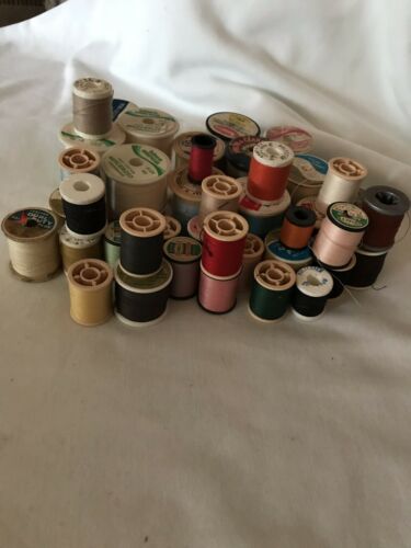 Vintage Thread Lot 41 Spools Various Colors And Brands NO WOOD SPOOLS