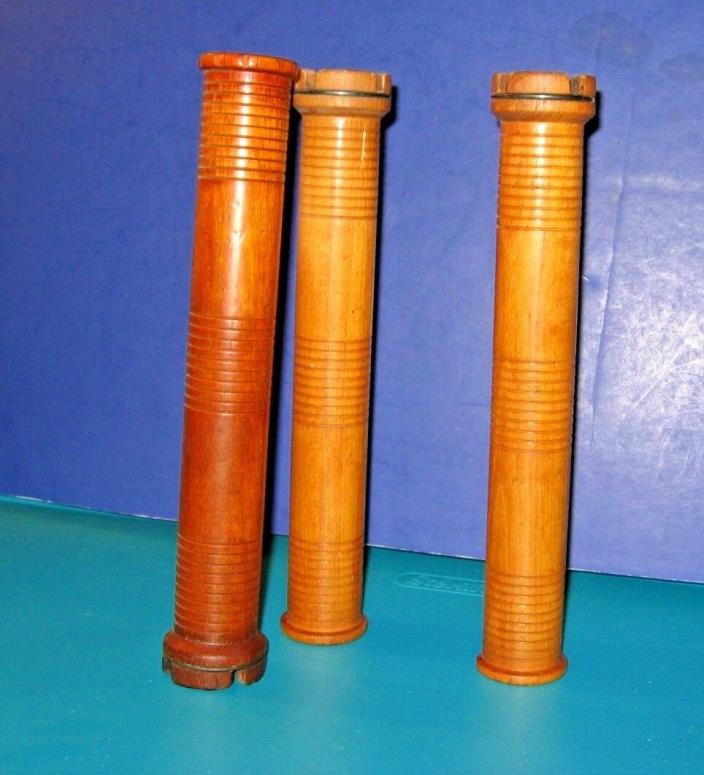 Set Of 3 Bowen Hunter Industrial Thread Spindle Spools, Vintage, 11-1/2