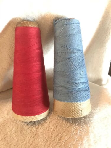 Vintage Antique Thread Spools Blue Red General Store
