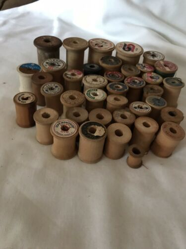 Lot Of 38 Vintage And Antique Wood Spools NO THREAD SPOOLS ONLY
