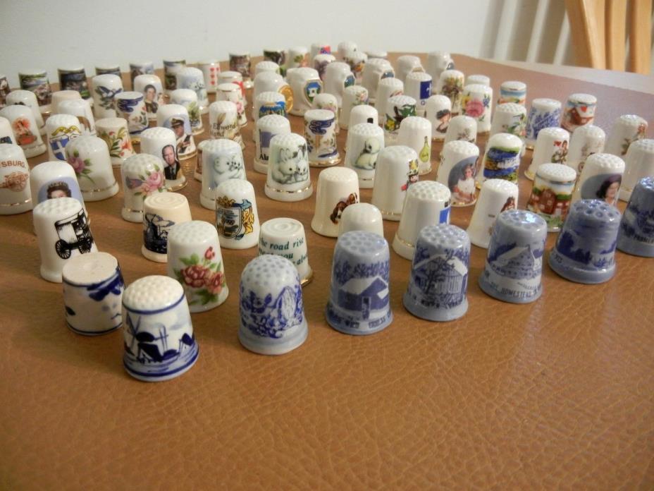 LARGE LOT  96 DIFFERENT  BONE CHINA SEWING  THIMBLES - EXC++