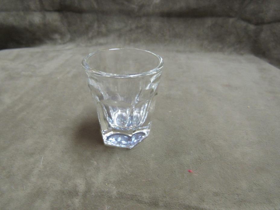 Vintage Pressed Glass Home Bar Use Shot Clear Panel Glass Blue Stain Bottom