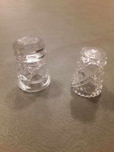 TWO CUT GLASS SEWING THIMBLES