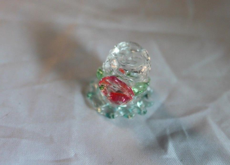 Hand Blown Glass Hat with Flower Thimble