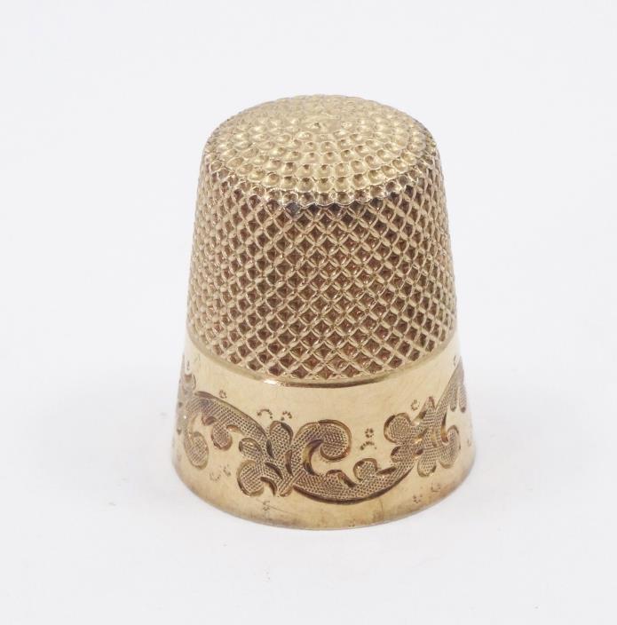 ANTIQUE ORNATE VICTORIAN 14K SOLID YELLOW GOLD THIMBLE NO MONO SIZE 7  5.8g 19mm