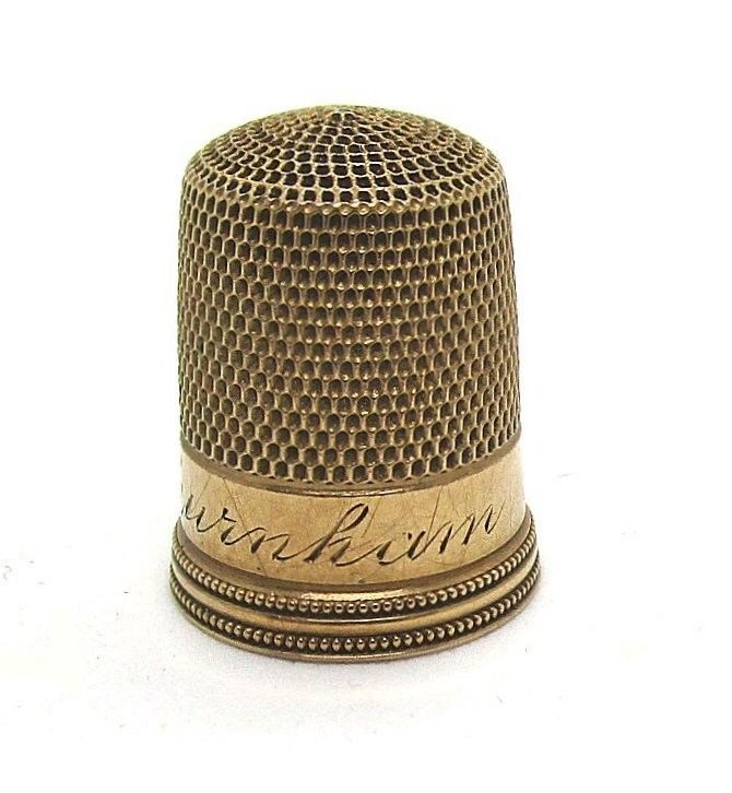 10K Yellow Gold Thimble / Inscribed H.E. Burnham 2.8 grams size 9