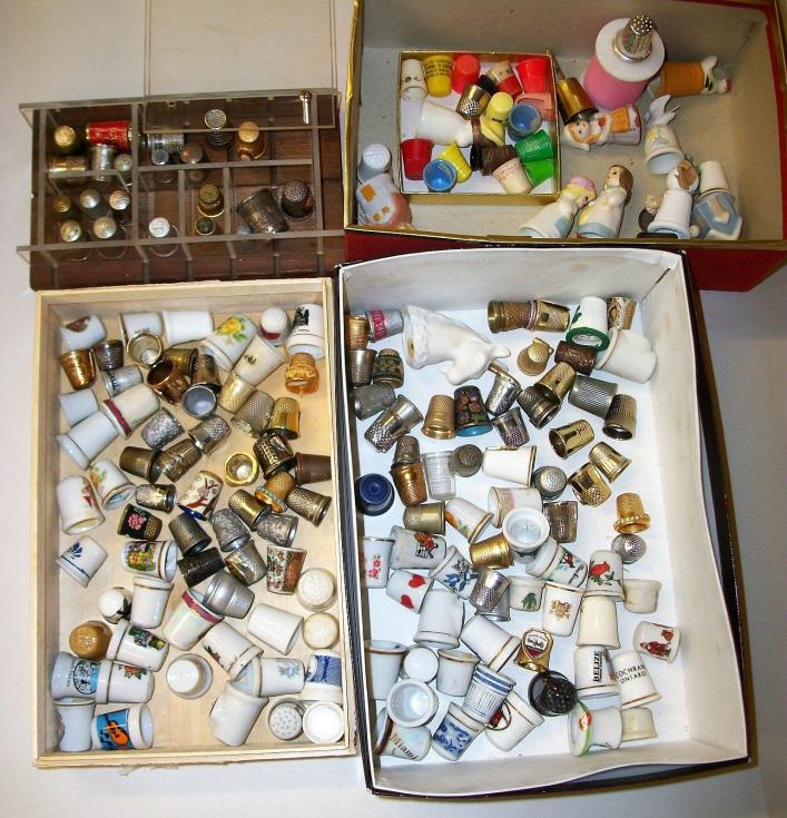 Estate Lot of 190 Assorted Sewing Thimbles