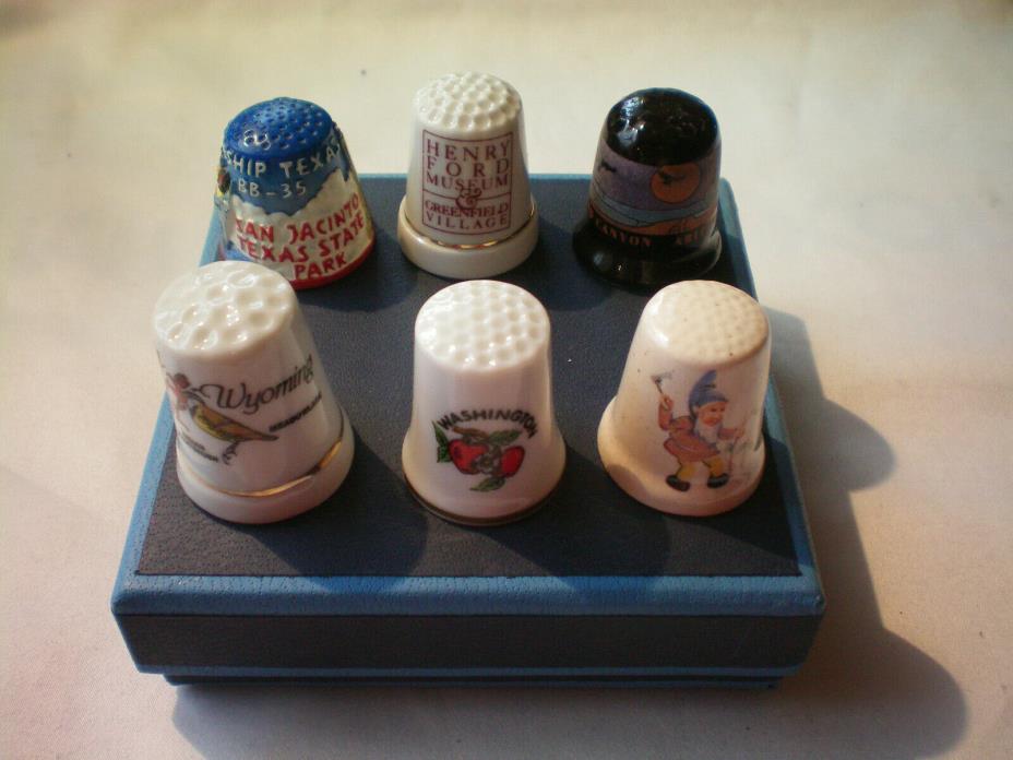 Lot of 6 Sewing Thimbles Collectible NICE