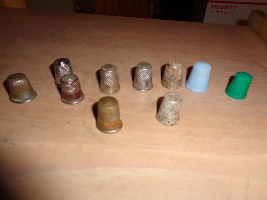 Lot of 13 Vintage Thimbles, Some Very Old, Some Not So Old