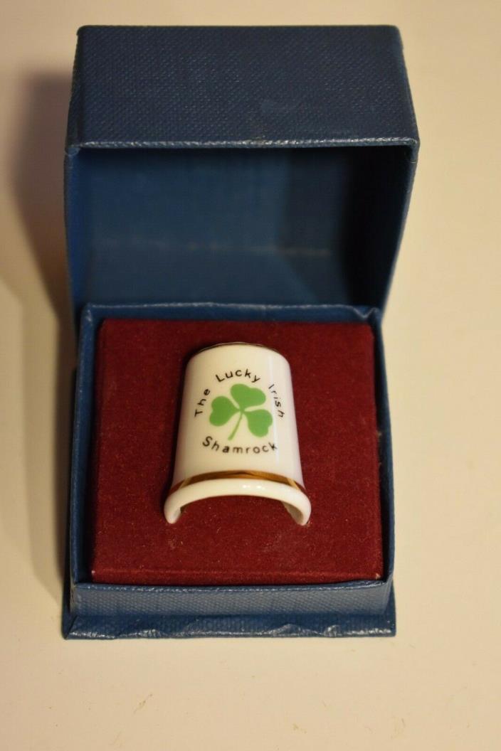 Vintage Lefton Royal Hampton Bone China Irish Shamrock Thimble