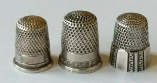 Lot of 3 Sterling Sewing Thimbles