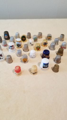 Thimble Vintage Sewing Lot of States, Advetising, Souvenir and some plain ones