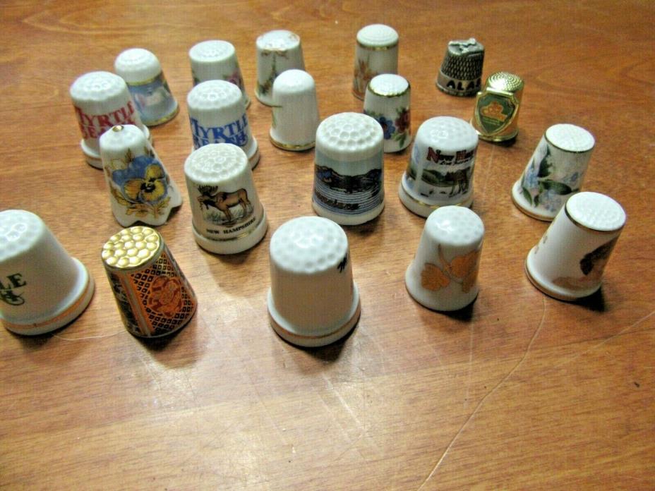 LARGE COLLECTIBLE THIMBLE COLLECTION GROUP / CERAMIC & METAL