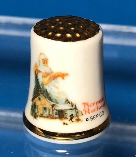 Vintage Thimble Gorham Norman Rockwell Good Deeds Christmas 1981 Sepco