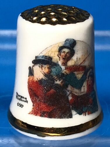 Vintage THIMBLE Gorham 1982 Christmas Norman Rockwell Sepco