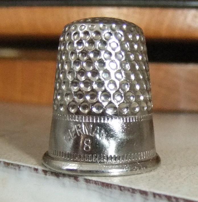 OLD COLLECTORS GERMANY THIMBLE #8 WHITE TIN METAL RARE