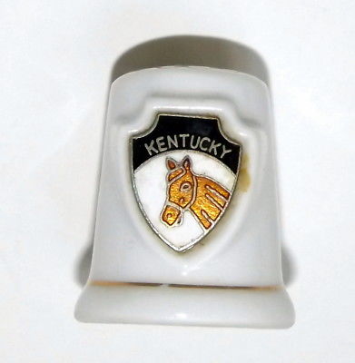 Kentucky Thimble, Porcelain Gold Trim, Taiwan, Souvenir 1 1/8