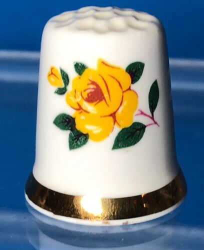Vintage Thimble Yellow Rose Sandford England Fine Bone China
