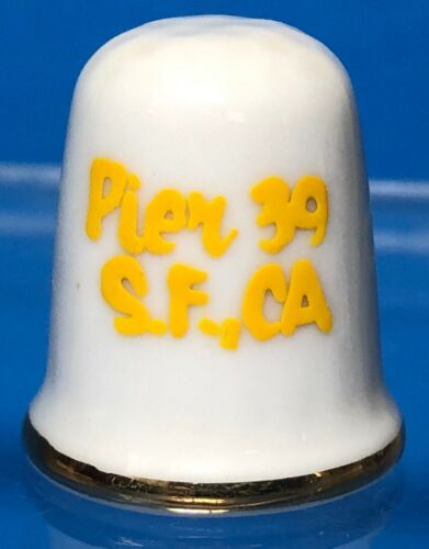 Vintage Thimble Yellow Rose California San Francisco Pier 39 Souvenir