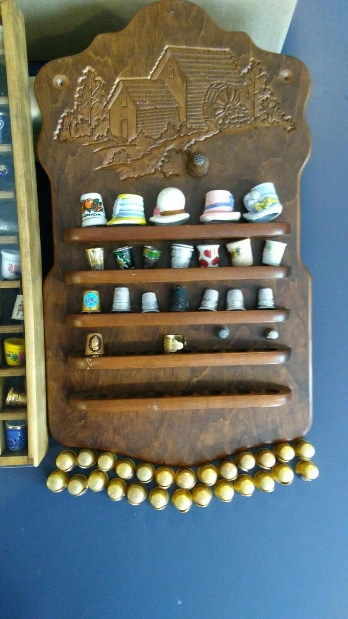 Antique Thimble Collection Complete With (5) Wall Racks and Small Plaque