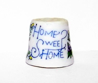 Home Sweet Home Thimble, Porcelain / Ceramic, 3/4