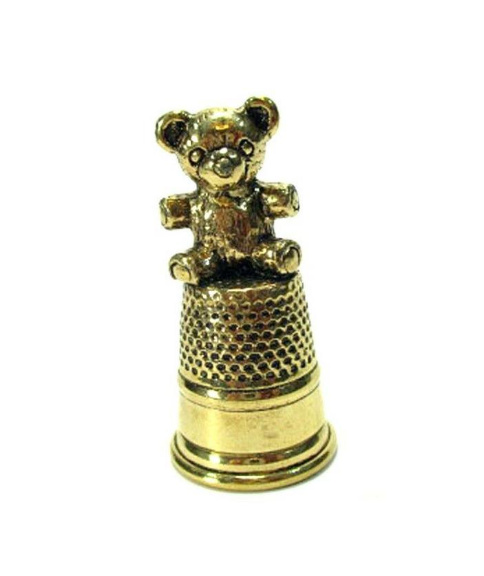 #9 GOLDEN METAL THIMBLE WITH BEAR TOPPER