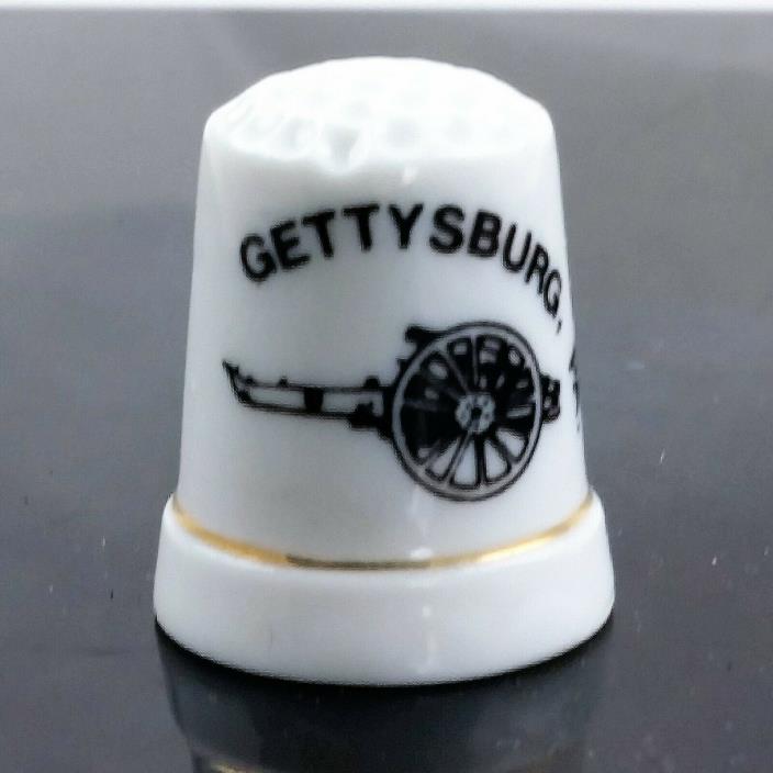 Vintage Souvenir Gettysburg Pennsylvania Ceramic Pewter Thimble Sewing