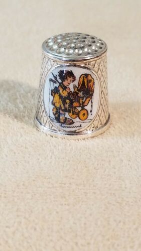 Hummel Thimble Girl & Doll Carriage Signed Vintage 1983 1st Ed Silverplate