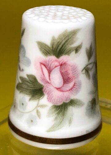 Vintage Thimble Fine Bone China ENGLAND Pink Roses Flowers MINTON