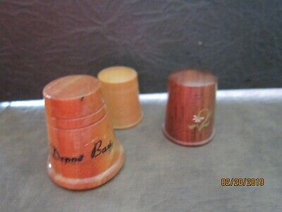 lot of 3 Novelty sewing  THIMBLES Vintage Unique WOOD Flowers Depot Bay OR